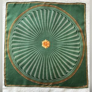 Faberge’ Vintage 100% Silk 18x18 Scarf Beautiful Jewel Toned Hand Rolled Edges